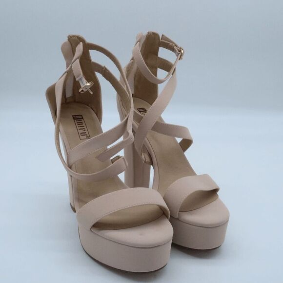 Idufu Blocked Platform Heels - 5 Inch Thick, 1.3 Inch Platform, Zipper Back Wome - Picture 1 of 7